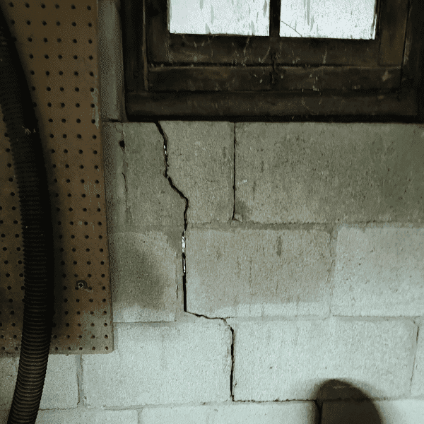 cracks in basement walls in Charlotte house