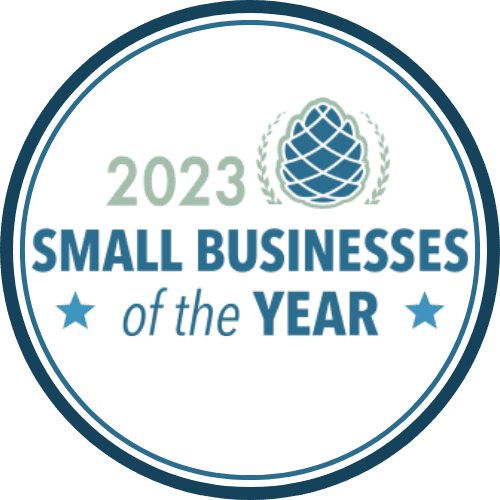 Award logo for 2023 small business of the year