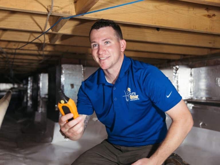 inspector in a crawl space